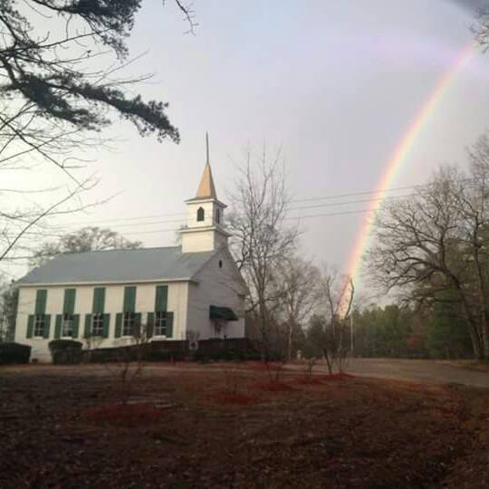 Euphronia Presbyterian Church, Sanford, North Carolina with a rainbow captured by R Kevin Dean