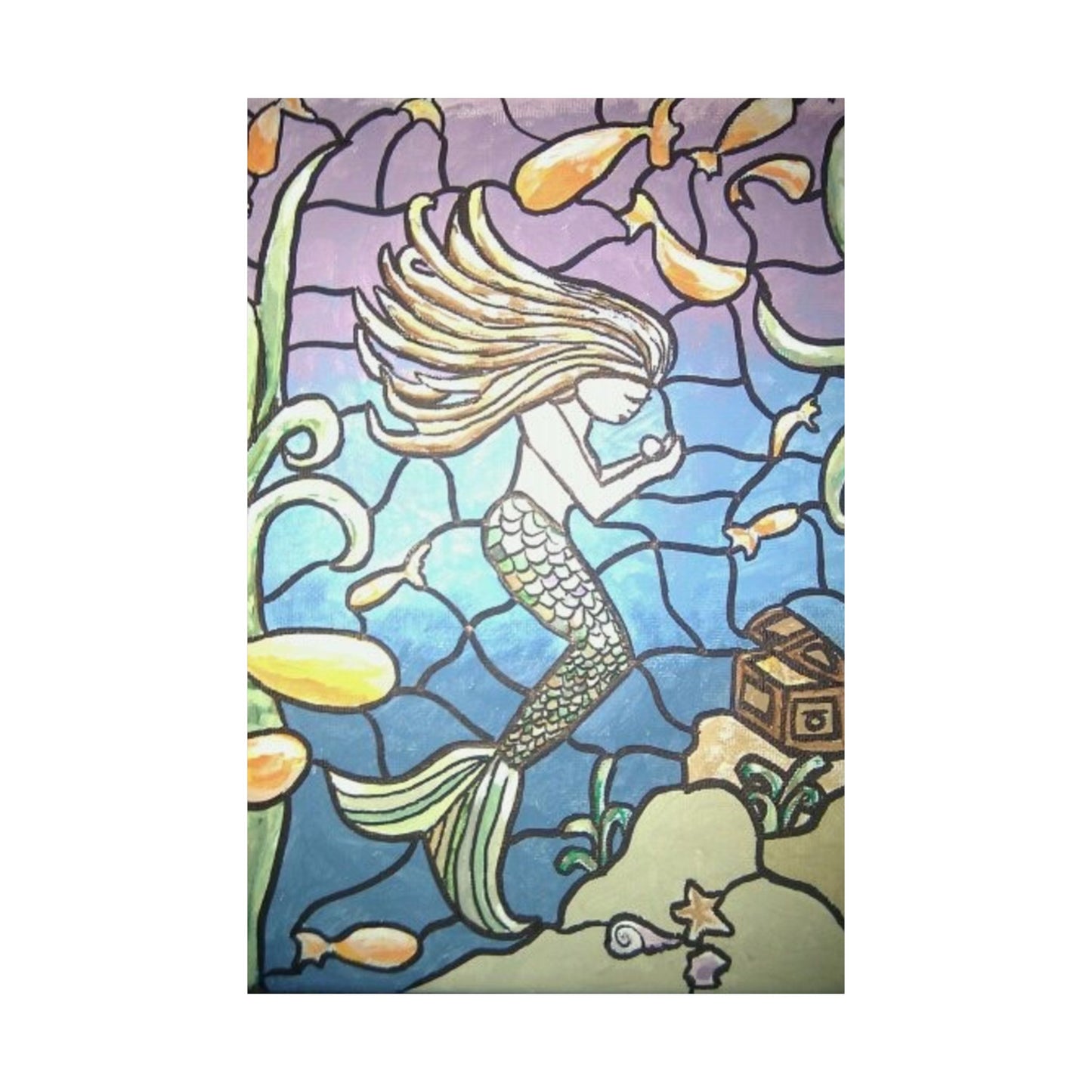 Mermaid Faux Stained Glass Matte Vertical Posters